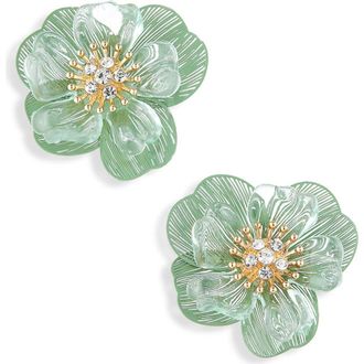 Nordstrom Rack Frosted Flower Stud Earrings in Seafoam- Gold at Nordstrom Rack