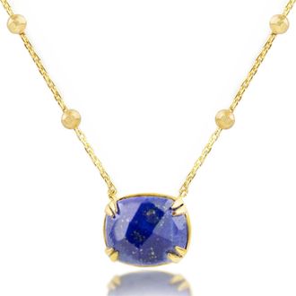 MAX + STONE 18k Gold Over Sterling Silver 6 Ct.10x12MM Cushion Cut Gemstone Necklace