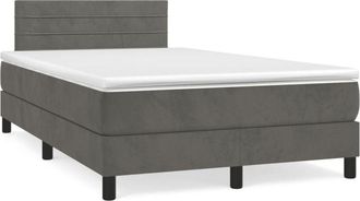 vidaXL Vidaxl - Cama Box Spring Colch&oacute;n Y Led Terciopelo Gris Oscuro 120x190 Cm