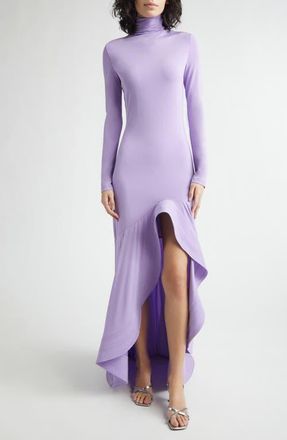 Stella McCartney Long Sleeve High-Low Crepe Jersey Gown in Lilac at Nordstrom, Size 8 Us