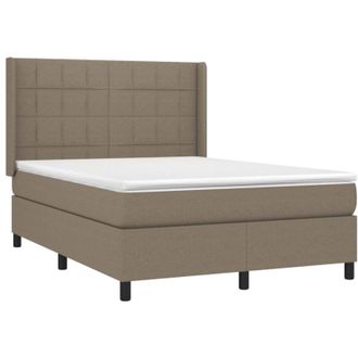 vidaXL Vidaxl - Cama Box Spring Con Colch&oacute;n Tela Gris Taupe 140x190 Cm