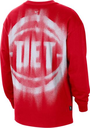Nike Mens Detroit Pistons Standard Issue Basketball Long-Sleeve Top in Red | II5749-657