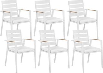 Beliani Beliani - Conjunto De 6 Sillas De Jard&iacute;n Estructura De Aluminio Con Cojines De Asiento Blanco Taviano