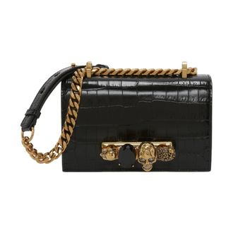 Alexander McQueen Mini Jewelled Satchel Bag in Black