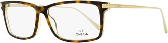 Omega Mens Rectangular Eyeglasses OM5014 056 Havana/Gold 58mm