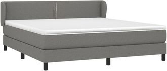 vidaXL Cama Box Spring Con Colch&oacute;n Tela Gris Oscuro 160x200 Cm Vidaxl