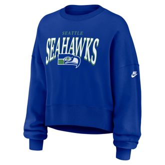 Nike Seattle Seahawks Rewind Phoenix Nike Womens NFL Oversized Pullover Crew in Blue | 01D74DAV78-NYG
