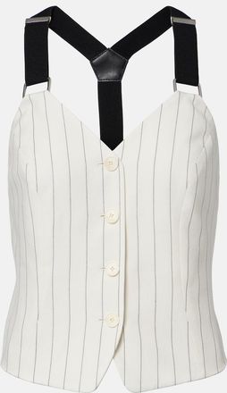 Ralph Lauren Collection Donnella pinstriped cotton, linen and wool bustier top