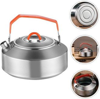 OEM Hervidor De Acero Inoxidable, Hervidor Plegable Para Camping, Con Asa C&oacute;moda, Camping, Senderismo, Pesca Y Picnics, Naranja, Plateado