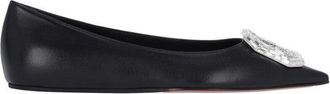 Amina Muaddi Camelia Ballerinas In Black Hammered Leather
