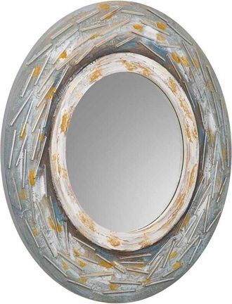 Wanderlust Deco Wanderlust Deco - Espejo redondo de madera con relieve azul d90x2