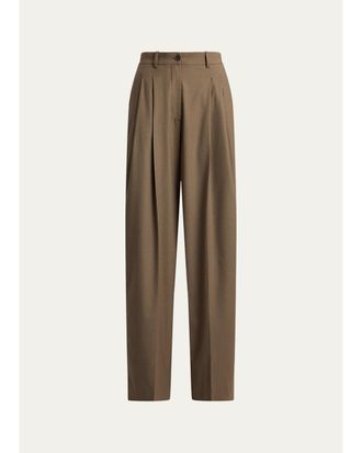 Ralph Lauren Collection Clarice Wool-Blend Pleated Wide-Leg Pants