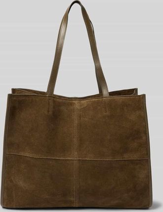 Mango Tote Bag aus echtem Leder in Khaki, Größe 1