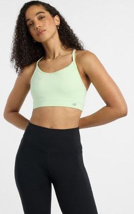 New Balance Women NB Essential Yoga Bra in Green Poly Knit, size Small