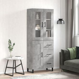 vidaXL Vidaxl - Aparador Alto Madera Contrachapada Gris Hormig&oacute;n 69,5x34x180 Cm