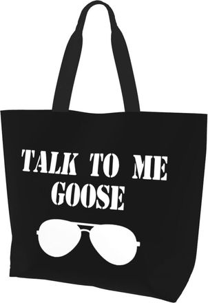 AOOEDM Talk To Me Goose Ladies Canvas Tote Reusable Shopping Bag