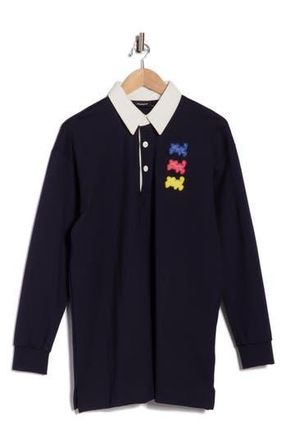 Desigual Long Sleeve Polo Dress in Navy Blue at Nordstrom Rack, Size Medium