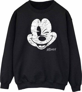 Disney Dames/Dames Mickey Mouse Gezicht Sweatshirt (Zwart)