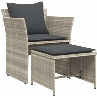 vidaXL Sill&oacute;n De Jard&iacute;n Con Reposapi&eacute;s Rat&aacute;n Sint&eacute;tico Gris Claro Vidaxl