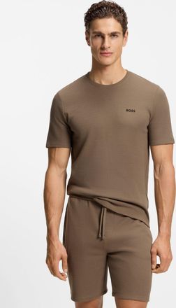 HUGO BOSS Pyjamaoberteil BOSS Waffle T-Shirt, Herren, Gr. XL, braun (medium braun 210), Obermaterial: 60% Baumwolle, 40% Polyester, regular fit, Rundhals, Shirt