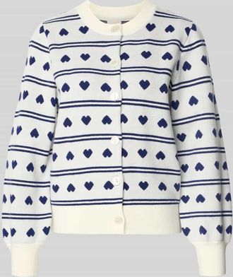 Ichi Regular Fit Cardigan mit Allover-Motiv-Stitching Modell Brielle in Marine, Gr&ouml;&szlig;e XXL