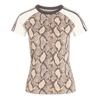 adidas (WMNS) adidas Snake Print Cali T-Shirt Asia Sizing Linen Magic Beige KX1888