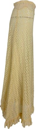 Paco Rabanne Lace Midi Skirt in Yellow Polyamide