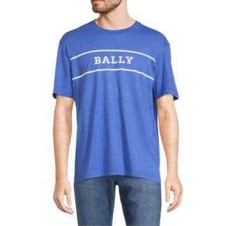 Bally Mens Printed Logo Short Sleeve T-Shirt In Blue