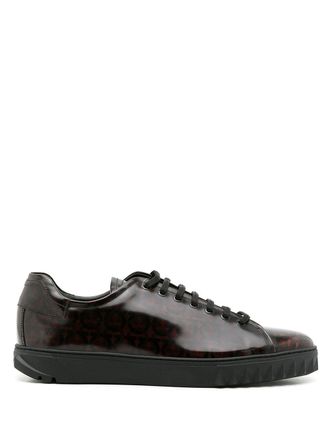 Ferragamo low-top sneakers - men - Calf Leather/Calf Leather/Caiman Leather - 5.5 - Brown