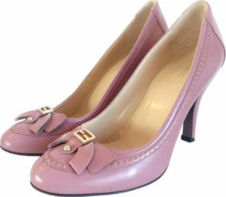 Fendi Pink Leather Pumps With Gold Hardware Size 36