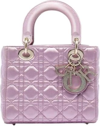 Dior Pre-owned Lady Quilted Satin Bag - Dames - Vintage Handtas - Roze - ONE Size - Leer - Vintage