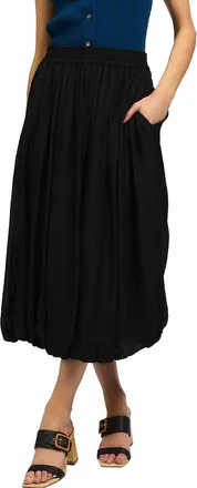 Current Air Smocked Waist Bubble Midi Skirt In Black