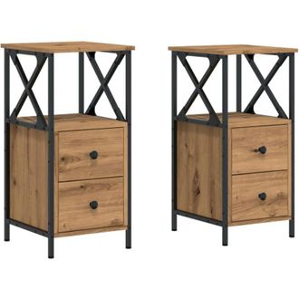 vidaXL Vidaxl - Mesitas Noche 2 Ud Madera Ingenier&iacute;a Roble Artisan 34x35,5x70cm