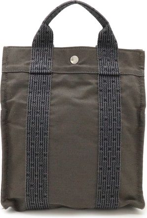 Herm&egrave;s Her Line Gray Canvas Backpack (Pre-Owned)