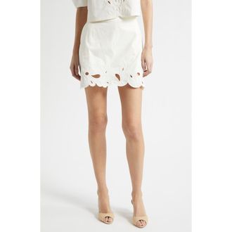 Cinq &agrave; Sept Paisley Bloom Embroidered Miniskirt in Cream/white at Nordstrom, Size 00
