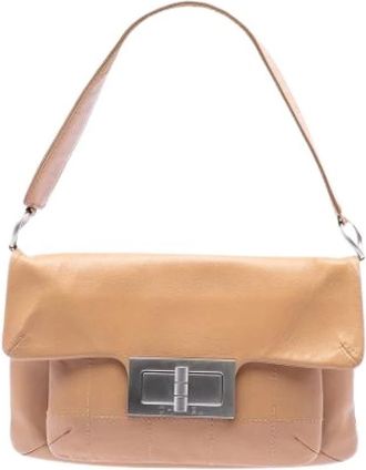 Chanel Pre-owned Vintage Flap Shoulder Bag - Dames - Vintage Schoudertas - Bruin - ONE Size - Leer - Vintage