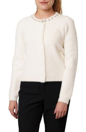 Cyrus Embellished Fuzzy Cardigan in Vanilla Puff at Nordstrom Rack, Size X-Large