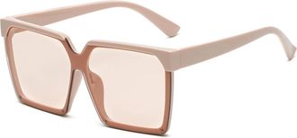 Generic Womens Square Frame Outdoor Sunglasses Vacation Large Frame Mens Sports Sun Glasses(Beige)