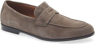 Ferragamo Tiberio Suede Penny Loafer in Elefante Nutmeg at Nordstrom, Size 11.5