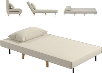 HOMCOM Sof&aacute; cama convertible sill&oacute;n cama con respaldo ajustable en 6 posiciones almohada acolchada carga 350 kg para oficina dormitorio 94x78x80 cm crema