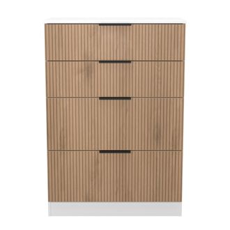 Lewis's Java 4 Drawer Deep Chest in Slatted Effect / White - Ready Assembled - Lewiss Home | TJ Hughes