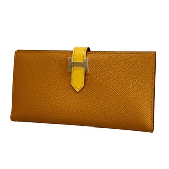 Herm&egrave;s Caramel Tadelakt Leather Epsom Leather Leather Long Wallet (Bi-Fold) (Pre-Owned)