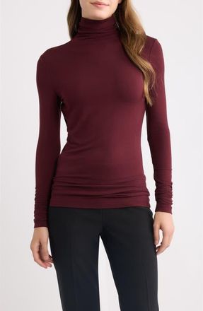 Anne Klein Turtleneck Seamless Top in Barolo at Nordstrom, Size X-Small