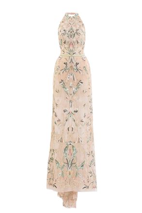Saiid Kobeisy Halter-Neck Lace Dress With Intricate Dandelion Embroidery