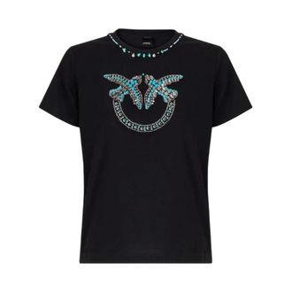 Pinko T-Shirts, female, Black, Size: M Fidenza T-Shirt