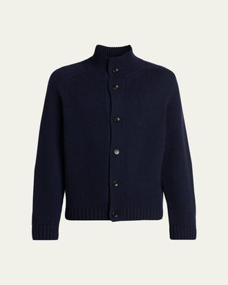 Tom Ford Mens Coarsehair Cashmere Rib-Knit Cardigan