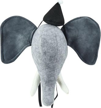 Beliani Decoraci&oacute;n De Pared De Fieltro Algod&oacute;n Gris Blanco Negro 36 X 36 Cm Elefante Badou