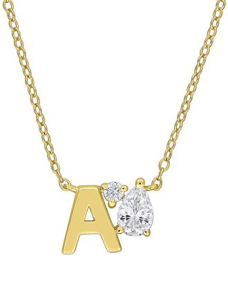 Rina Limor Initial Plated 0.72 Ct. Tw. Lab-Grown Created White Sapphire Z Necklace