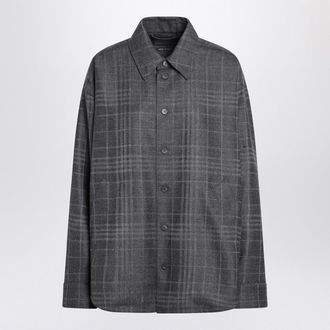 Balenciaga Grey Wool Tartan Shirt Jacket