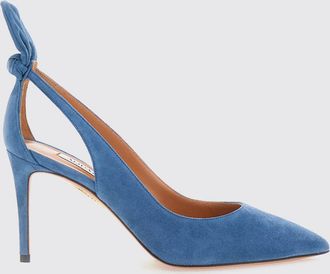 Aquazzura D&eacute;collet&eacute; Bow Tie in pelle scamosciata con tacco a spillo e nodo